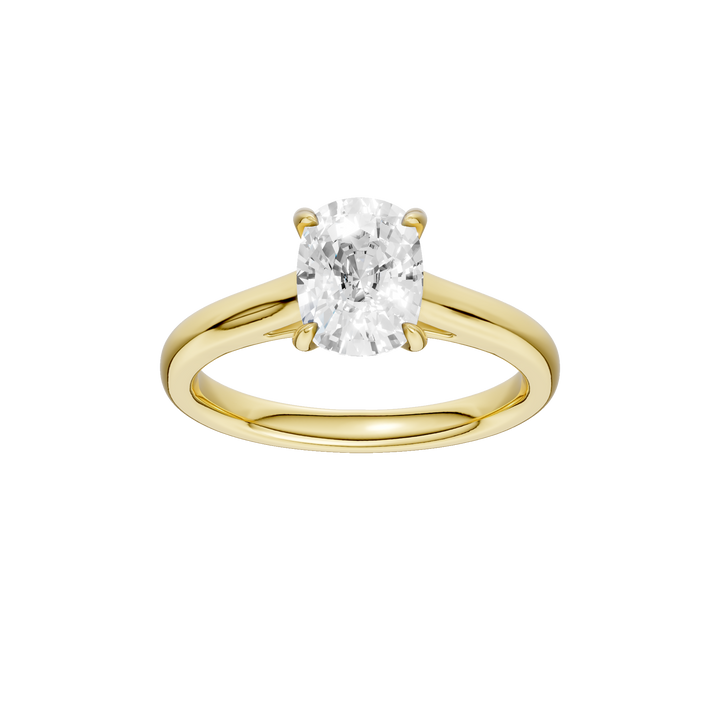 Solitaire Ring (Elongated Cushion) in 14K Yellow Gold – Silvadi Jewelry Aurora CO