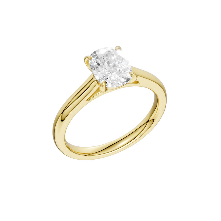 Solitaire Ring (Elongated Cushion) in 14K Yellow Gold – Silvadi Jewelry Aurora CO