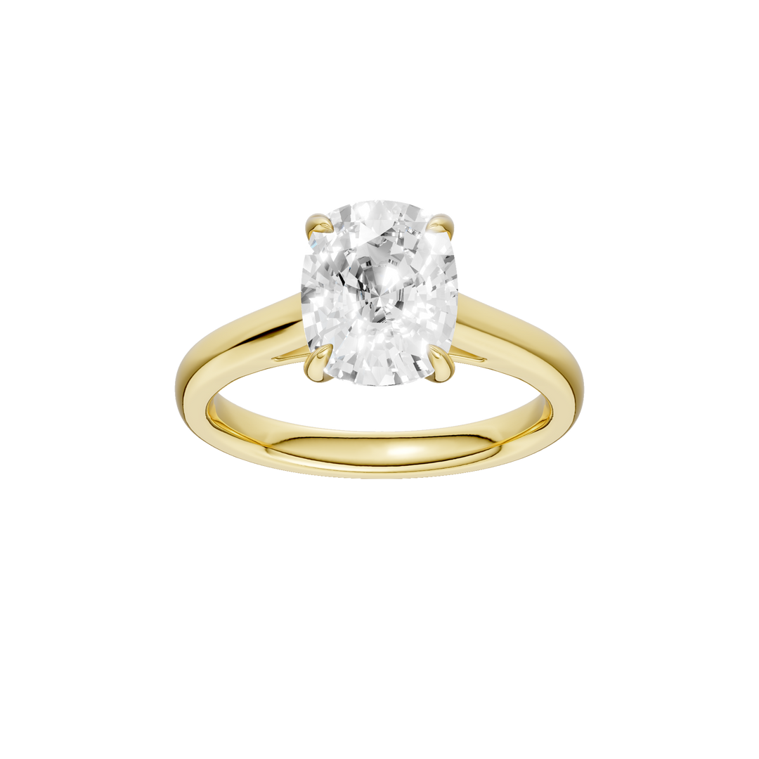 Solitaire Ring (Elongated Cushion) in 14K Yellow Gold – Silvadi Jewelry Aurora CO