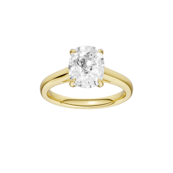 Solitaire Ring (Elongated Cushion) in 14K Yellow Gold – Silvadi Jewelry Aurora CO