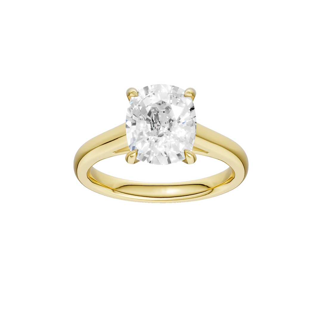Solitaire Ring (Elongated Cushion) in 14K Yellow Gold – Silvadi Jewelry Aurora CO