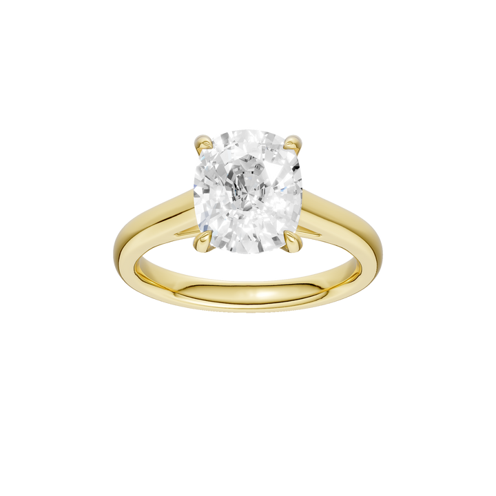 Solitaire Ring (Elongated Cushion) in 14K Yellow Gold – Silvadi Jewelry Aurora CO