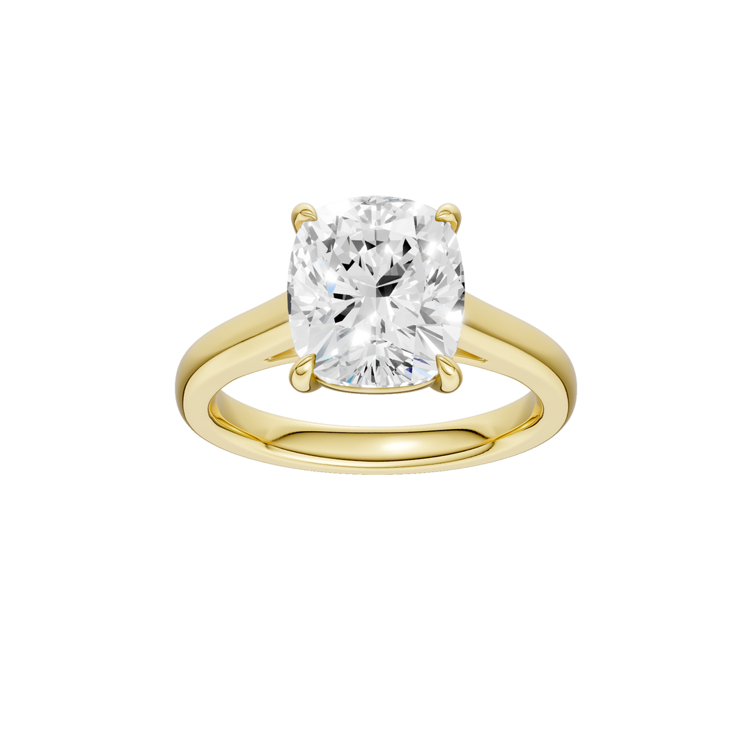 Solitaire Ring (Elongated Cushion) in 14K Yellow Gold – Silvadi Jewelry Aurora CO