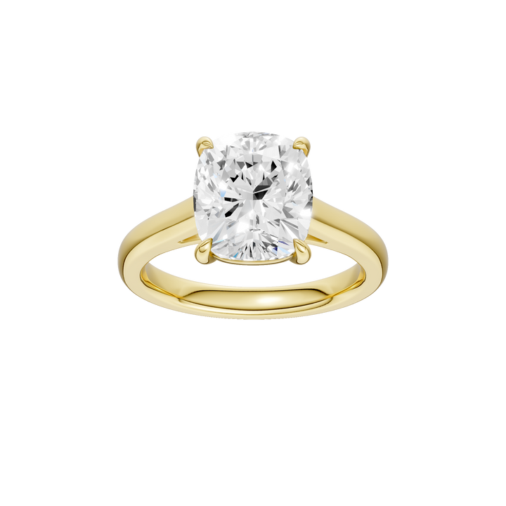 Solitaire Ring (Elongated Cushion) in 14K Yellow Gold – Silvadi Jewelry Aurora CO