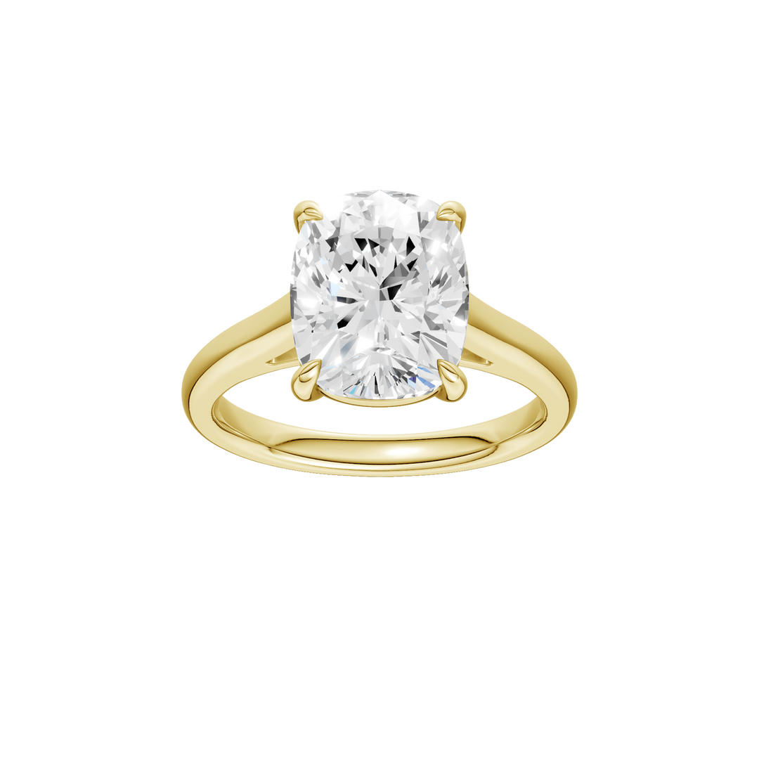 Solitaire Ring (Elongated Cushion) in 14K Yellow Gold – Silvadi Jewelry Aurora CO