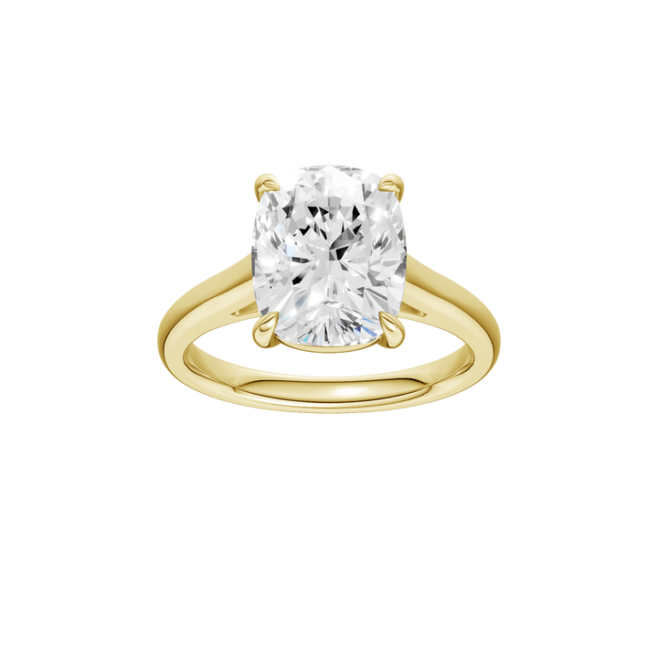 Solitaire Ring (Elongated Cushion) in 14K Yellow Gold – Silvadi Jewelry Aurora CO