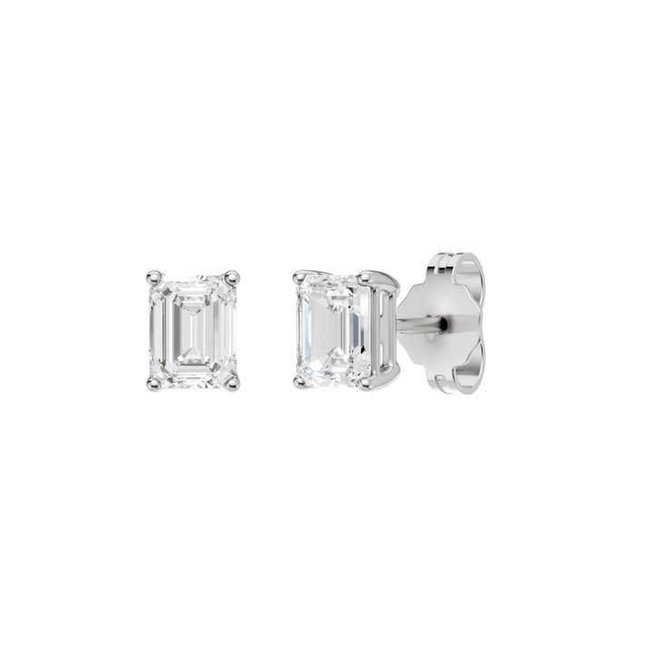 Solitaire Stud Earrings (Emerald) in 14K White Gold – Silvadi Jewelry Aurora CO