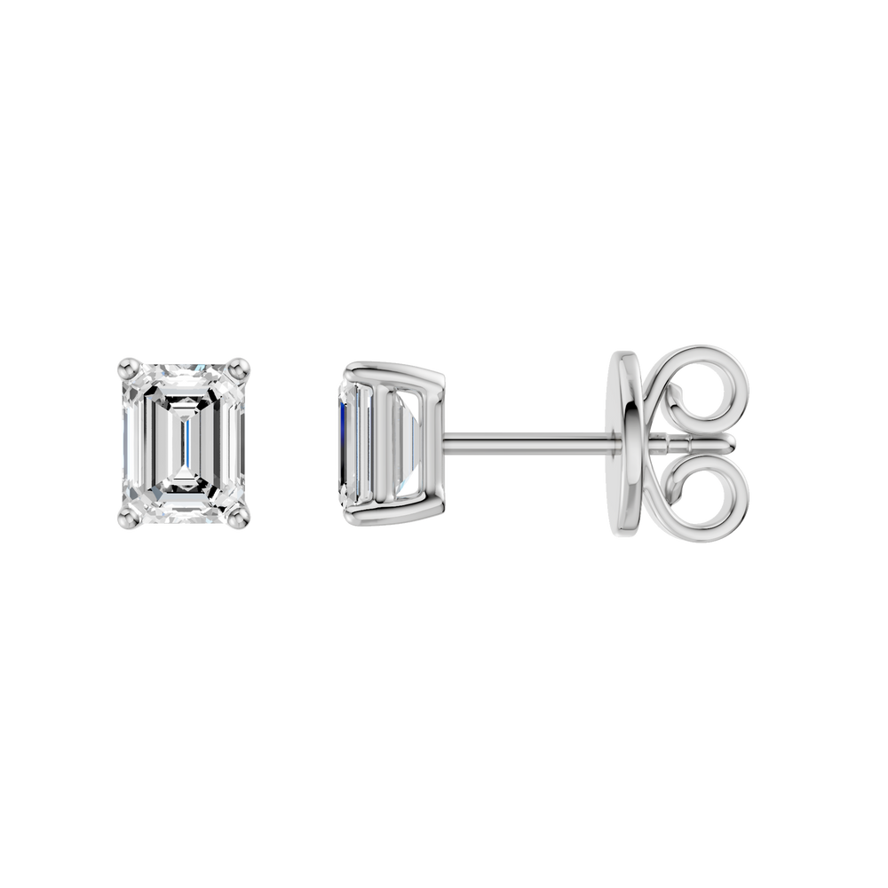 Solitaire Stud Earrings (Emerald) in 14K White Gold – Silvadi Jewelry Aurora CO