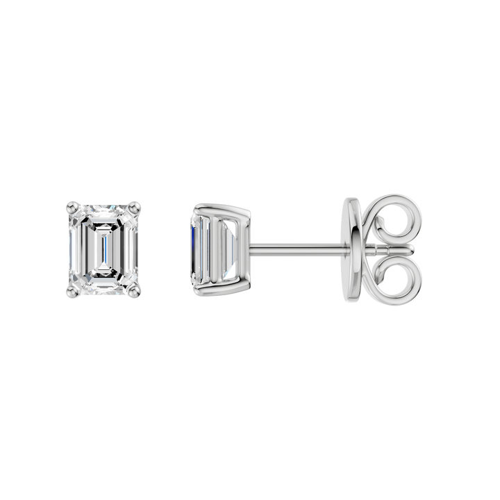 Solitaire Stud Earrings (Emerald) in 14K White Gold – Silvadi Jewelry Aurora CO