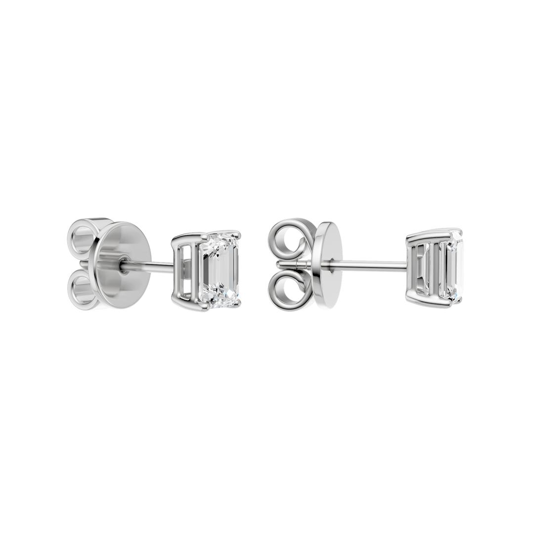 Solitaire Stud Earrings (Emerald) in 14K White Gold – Silvadi Jewelry Aurora CO