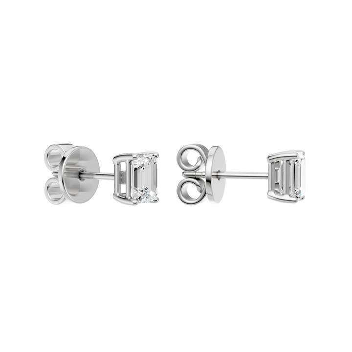 Solitaire Stud Earrings (Emerald) in 14K White Gold – Silvadi Jewelry Aurora CO