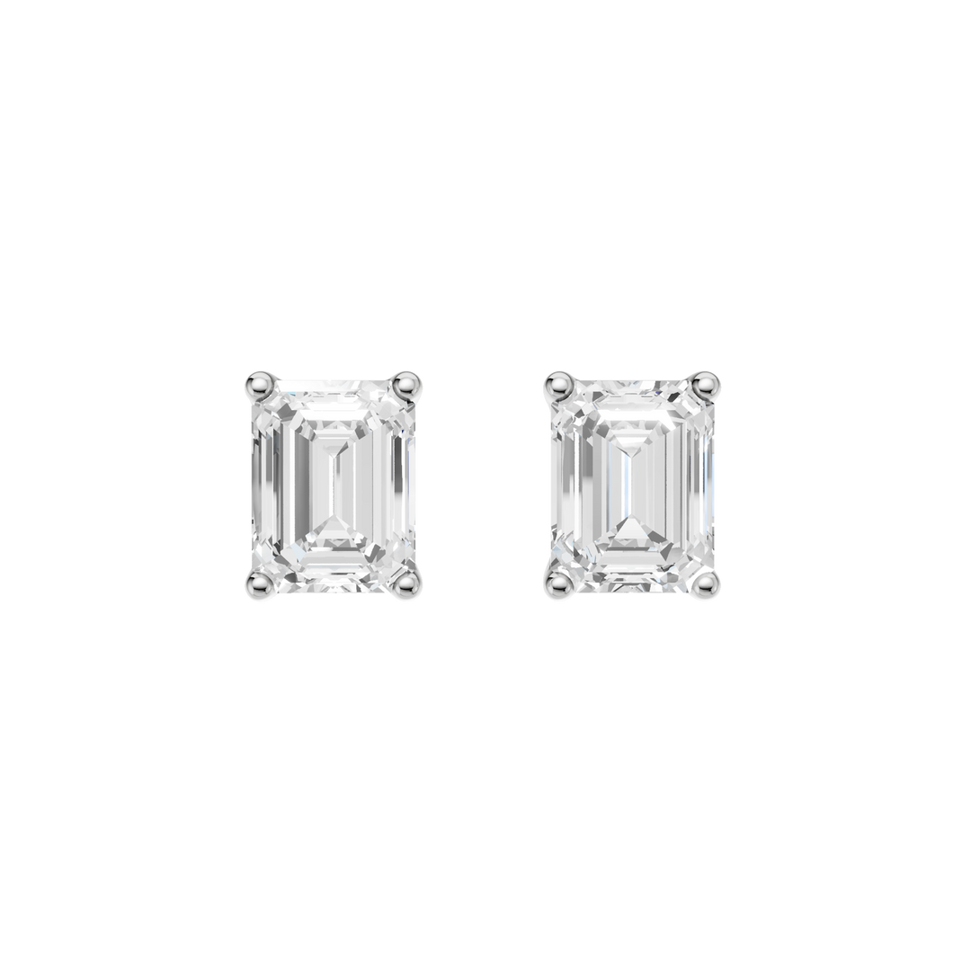 Solitaire Stud Earrings (Emerald) in 14K White Gold – Silvadi Jewelry Aurora CO