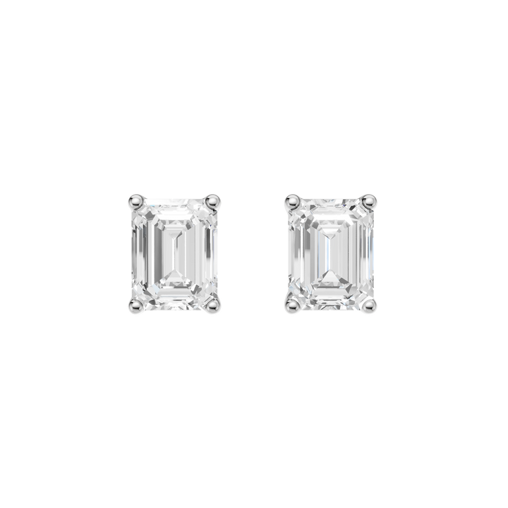 Solitaire Stud Earrings (Emerald) in 14K White Gold – Silvadi Jewelry Aurora CO