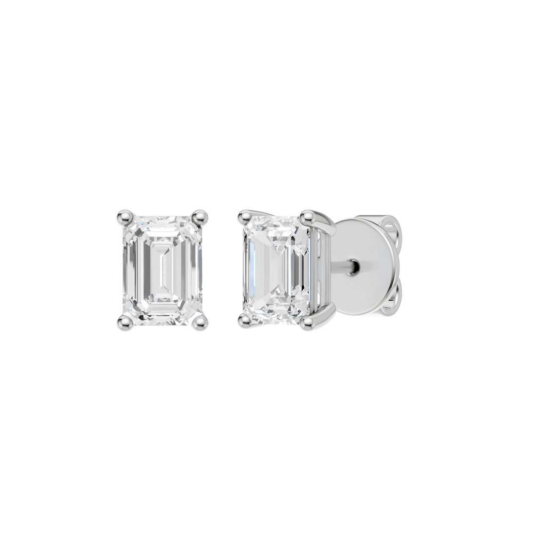 Solitaire Stud Earrings (Emerald) in 14K White Gold – Silvadi Jewelry Aurora CO