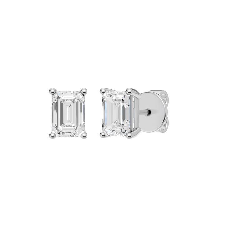 Solitaire Stud Earrings (Emerald) in 14K White Gold – Silvadi Jewelry Aurora CO