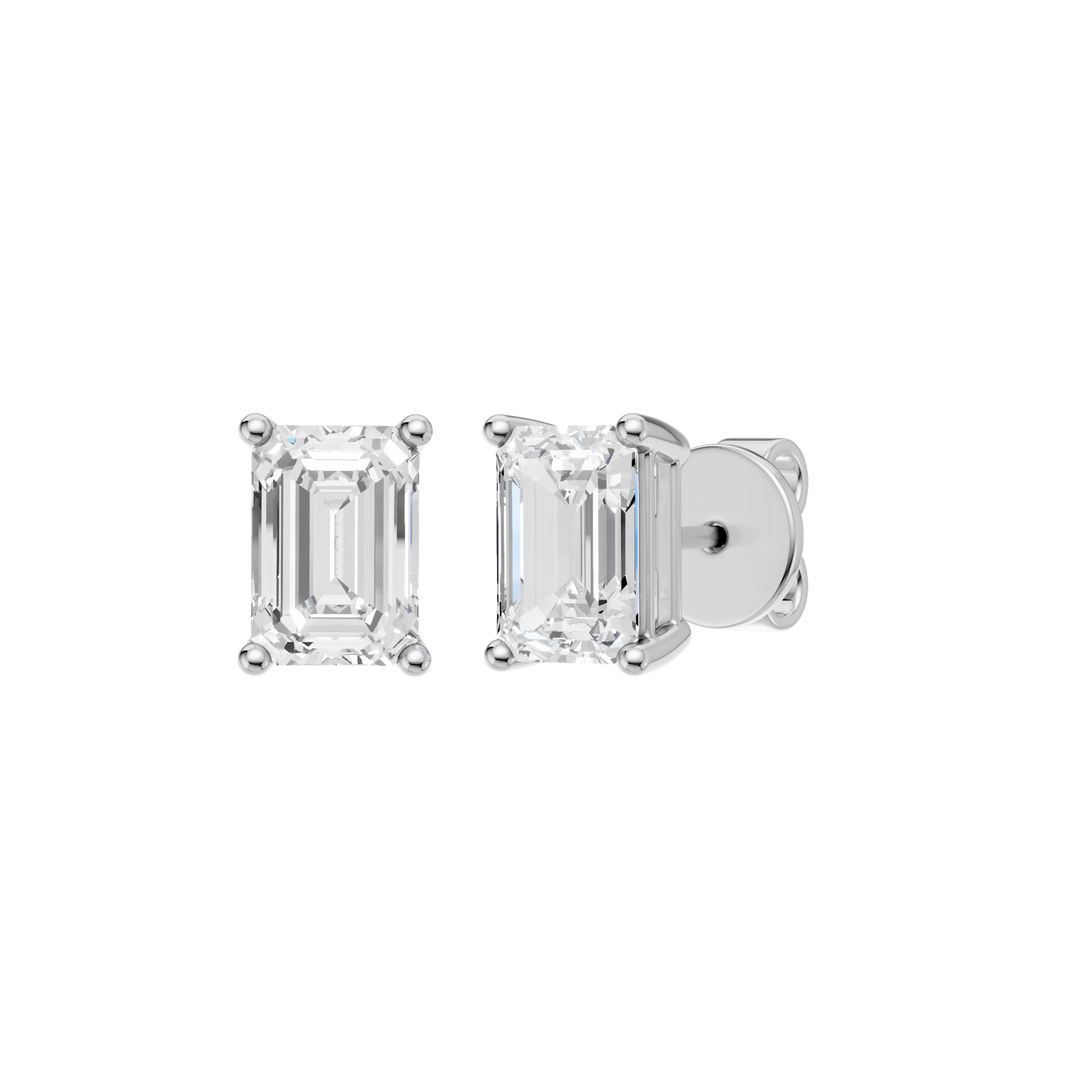Solitaire Stud Earrings (Emerald) in 14K White Gold – Silvadi Jewelry Aurora CO