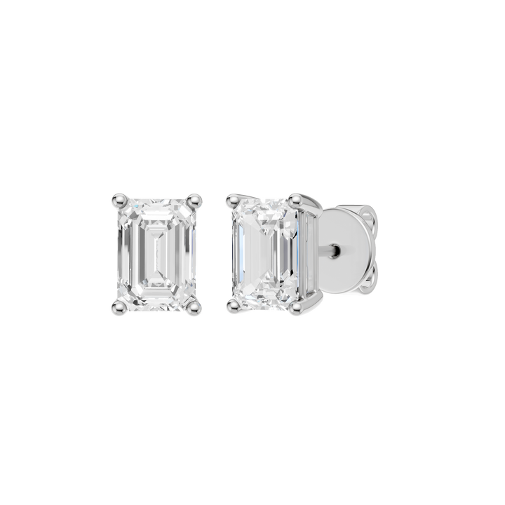 Solitaire Stud Earrings (Emerald) in 14K White Gold – Silvadi Jewelry Aurora CO