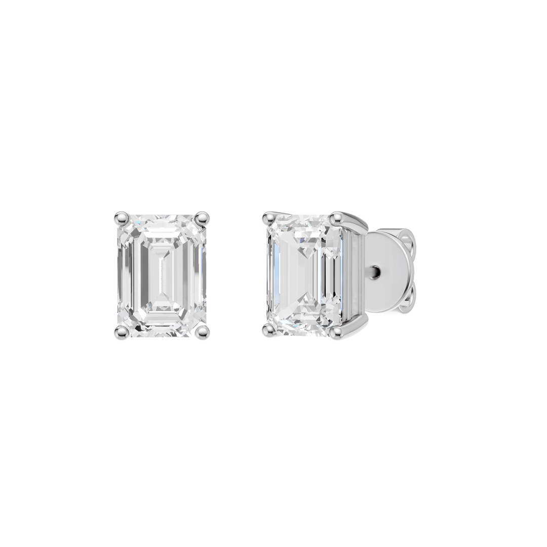 Solitaire Stud Earrings (Emerald) in 14K White Gold – Silvadi Jewelry Aurora CO