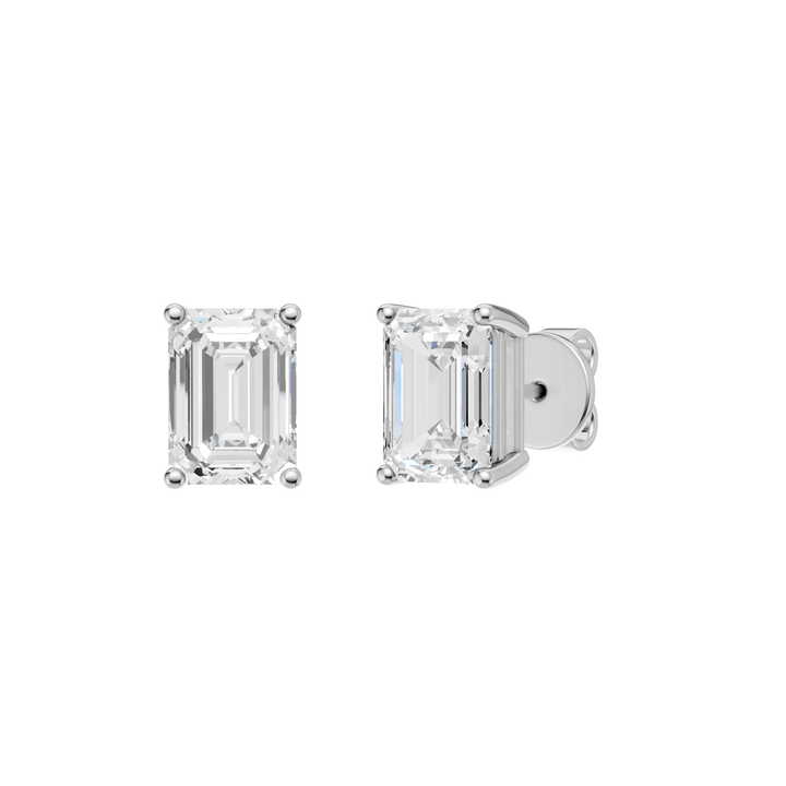 Solitaire Stud Earrings (Emerald) in 14K White Gold – Silvadi Jewelry Aurora CO