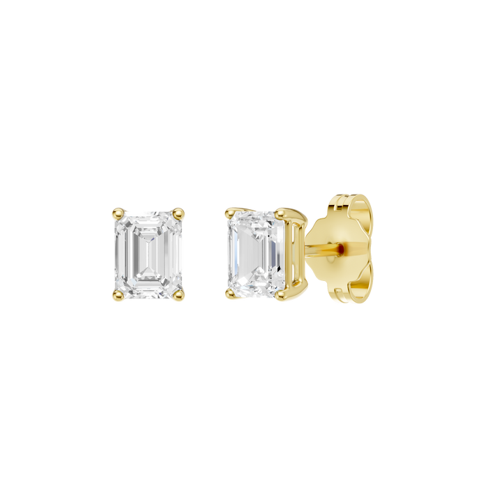 Solitaire Stud Earrings (Emerald) in 14K Yellow Gold – Silvadi Jewelry Aurora CO