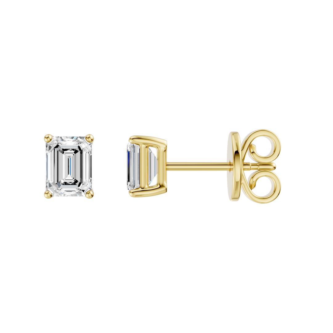 Solitaire Stud Earrings (Emerald) in 14K Yellow Gold – Silvadi Jewelry Aurora CO
