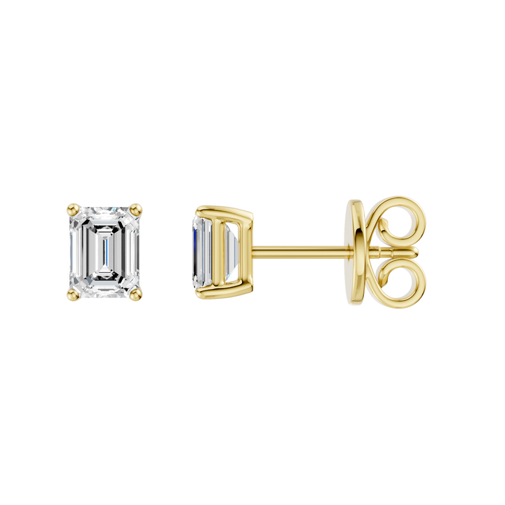 Solitaire Stud Earrings (Emerald) in 14K Yellow Gold – Silvadi Jewelry Aurora CO