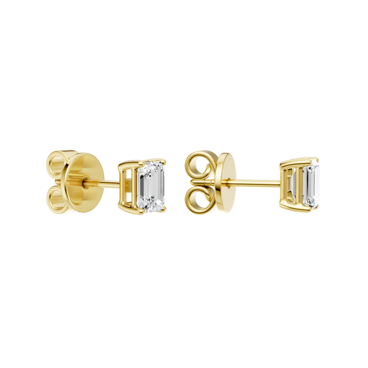 Solitaire Stud Earrings (Emerald) in 14K Yellow Gold – Silvadi Jewelry Aurora CO