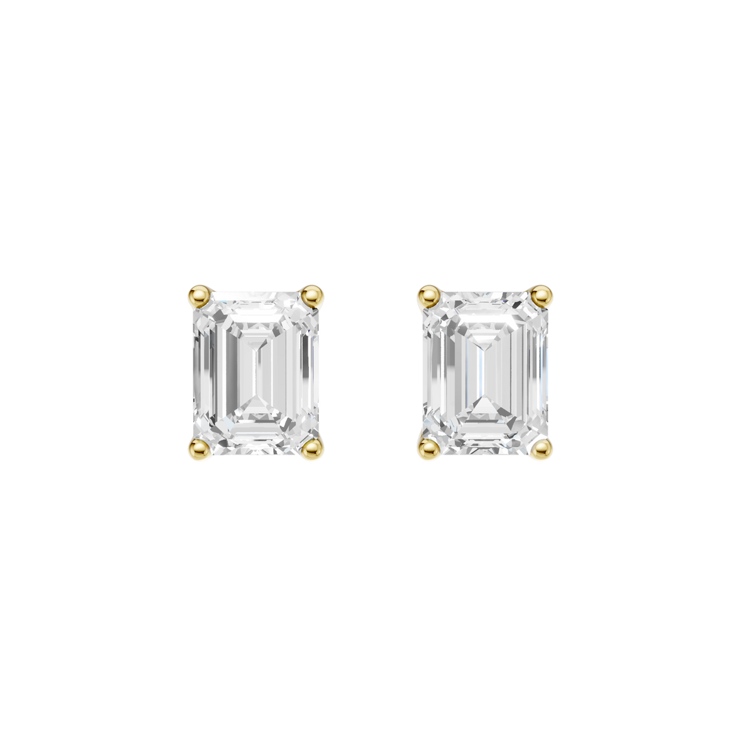 Solitaire Stud Earrings (Emerald) in 14K Yellow Gold – Silvadi Jewelry Aurora CO
