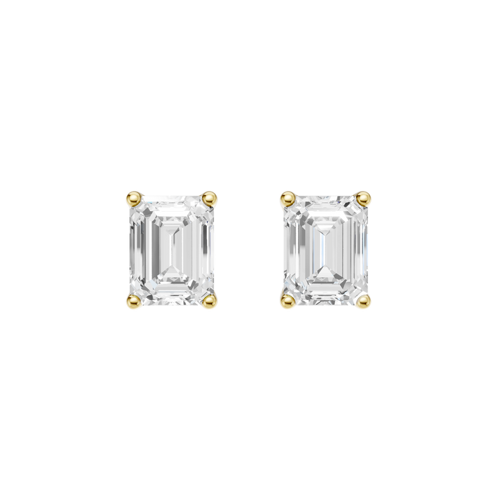 Solitaire Stud Earrings (Emerald) in 14K Yellow Gold – Silvadi Jewelry Aurora CO
