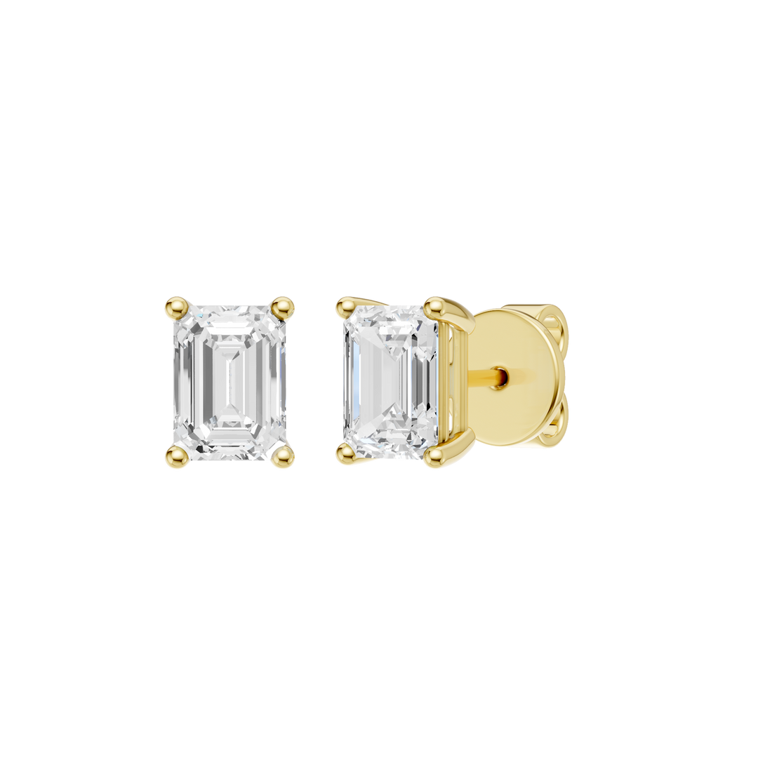 Solitaire Stud Earrings (Emerald) in 14K Yellow Gold – Silvadi Jewelry Aurora CO