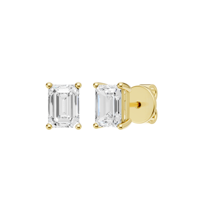 Solitaire Stud Earrings (Emerald) in 14K Yellow Gold – Silvadi Jewelry Aurora CO