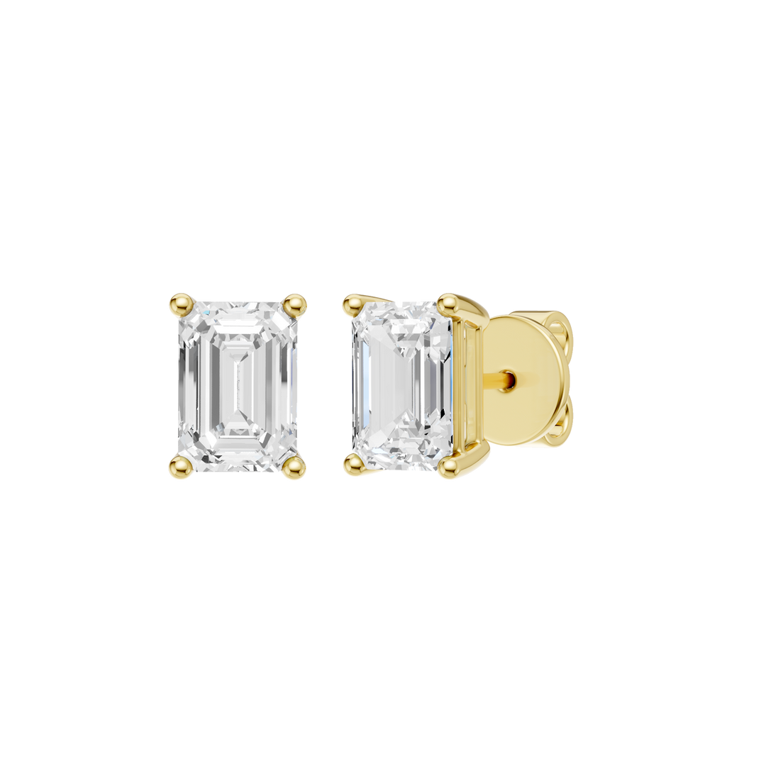 Solitaire Stud Earrings (Emerald) in 14K Yellow Gold – Silvadi Jewelry Aurora CO