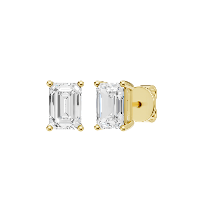 Solitaire Stud Earrings (Emerald) in 14K Yellow Gold – Silvadi Jewelry Aurora CO