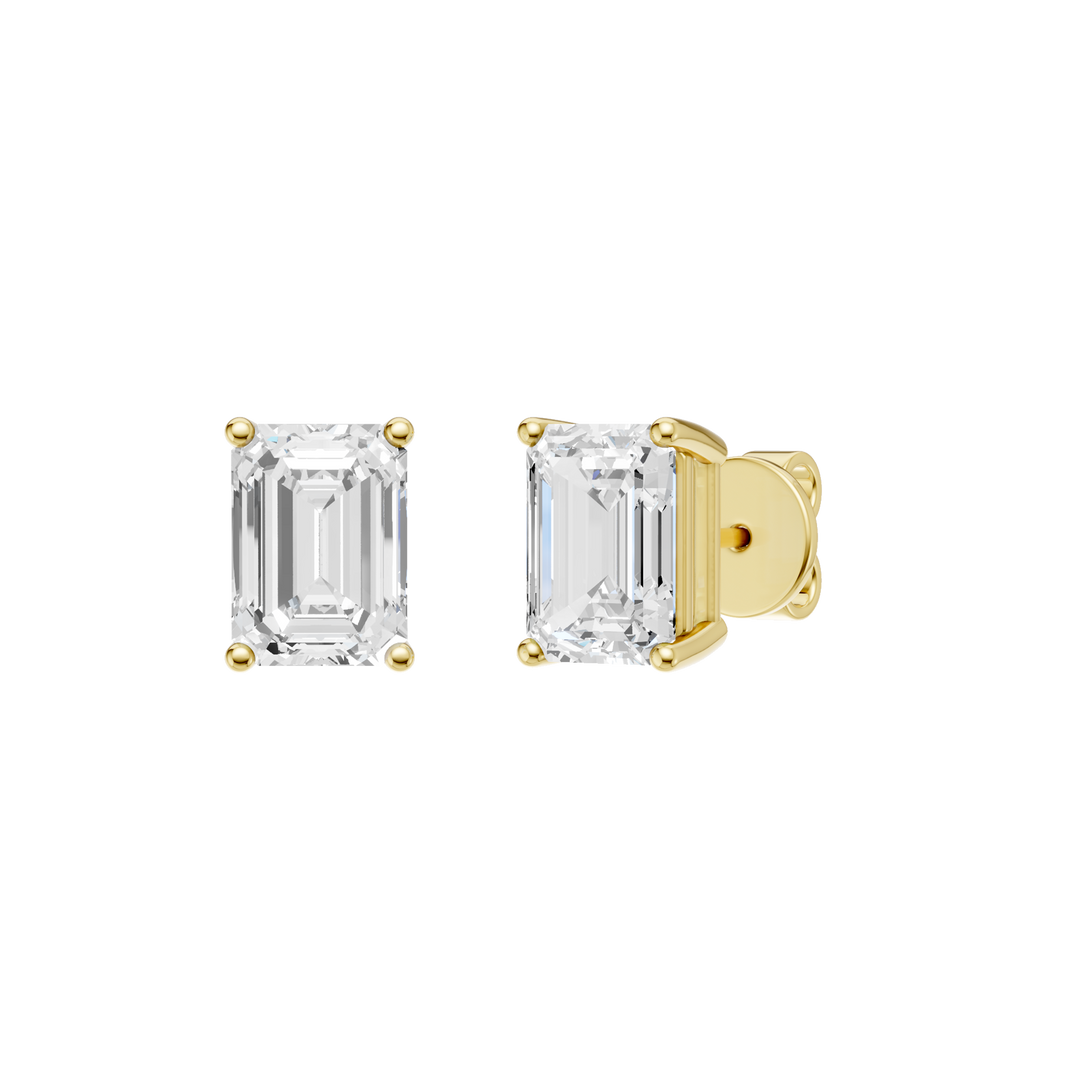 Solitaire Stud Earrings (Emerald) in 14K Yellow Gold – Silvadi Jewelry Aurora CO
