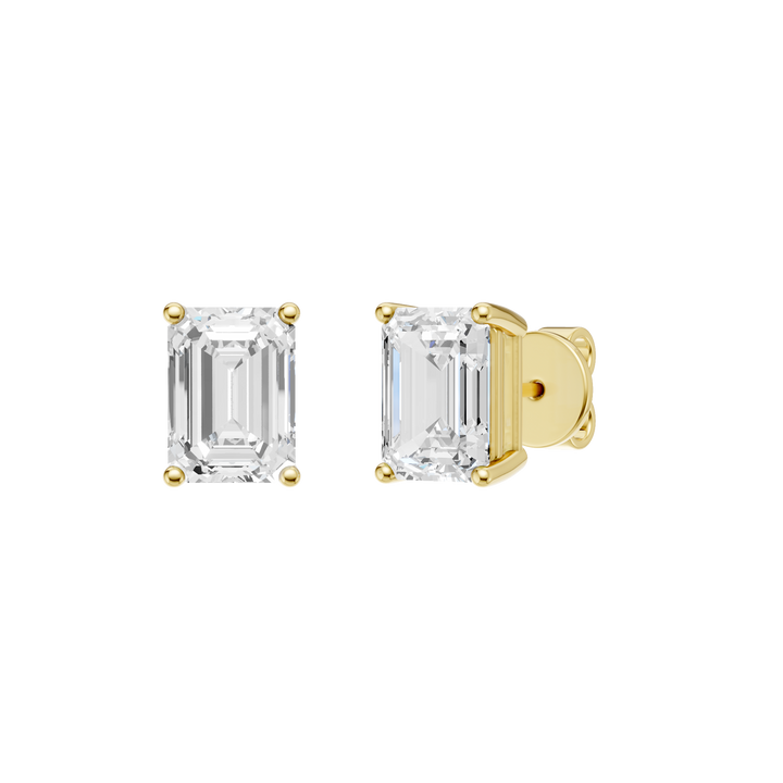 Solitaire Stud Earrings (Emerald) in 14K Yellow Gold – Silvadi Jewelry Aurora CO