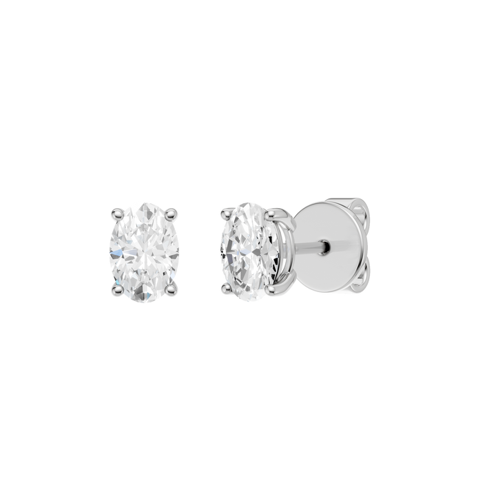 Solitaire Stud Earrings (Oval) in 14K White Gold – Silvadi Jewelry Aurora CO