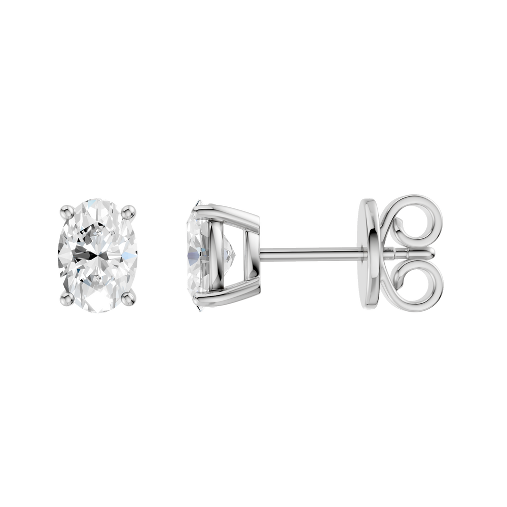 Solitaire Stud Earrings (Oval) in 14K White Gold – Silvadi Jewelry Aurora CO