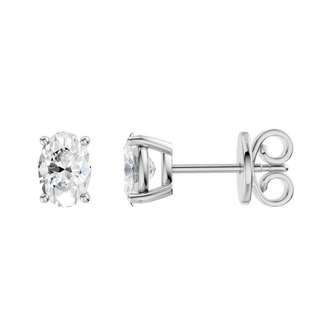 Solitaire Stud Earrings (Oval) in 14K White Gold – Silvadi Jewelry Aurora CO