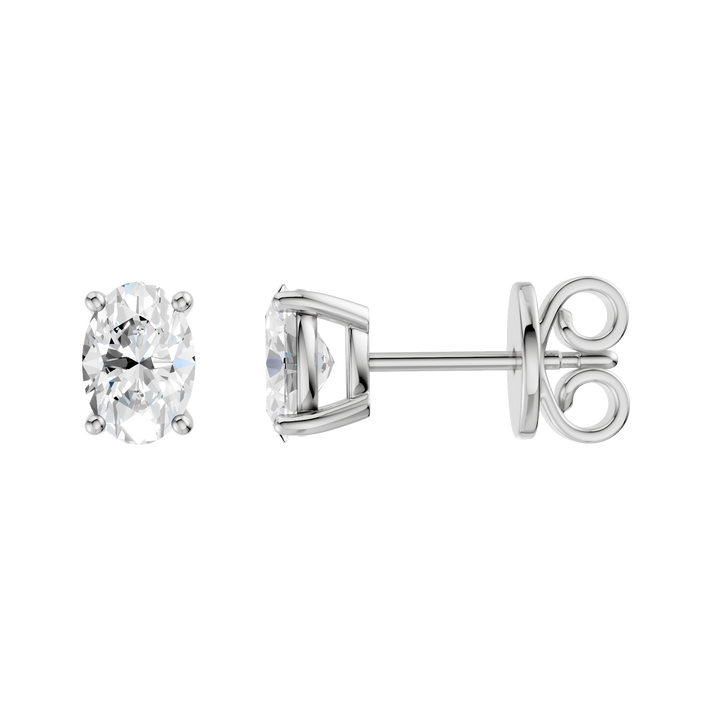 Solitaire Stud Earrings (Oval) in 14K White Gold – Silvadi Jewelry Aurora CO