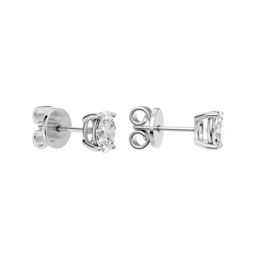 Solitaire Stud Earrings (Oval) in 14K White Gold – Silvadi Jewelry Aurora CO