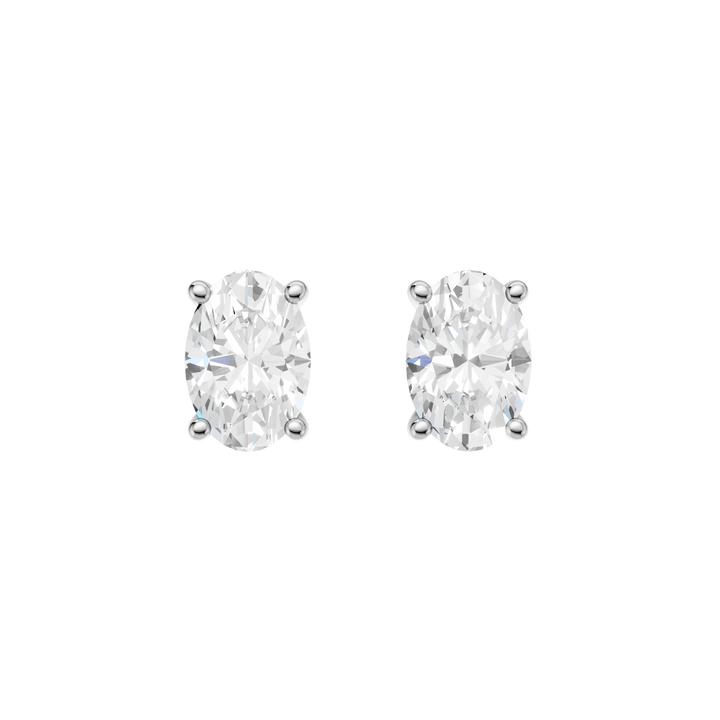 Solitaire Stud Earrings (Oval) in 14K White Gold – Silvadi Jewelry Aurora CO
