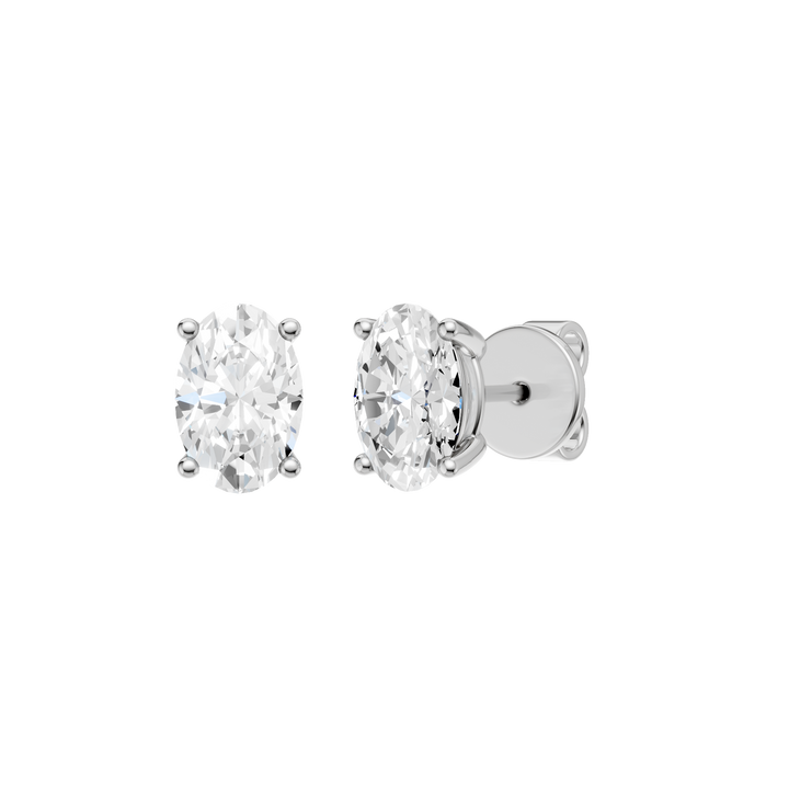 Solitaire Stud Earrings (Oval) in 14K White Gold – Silvadi Jewelry Aurora CO