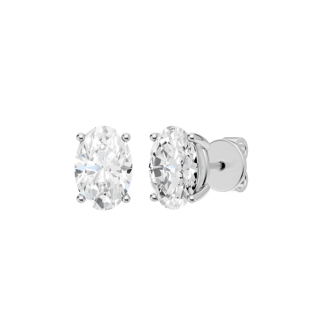 Solitaire Stud Earrings (Oval) in 14K White Gold – Silvadi Jewelry Aurora CO