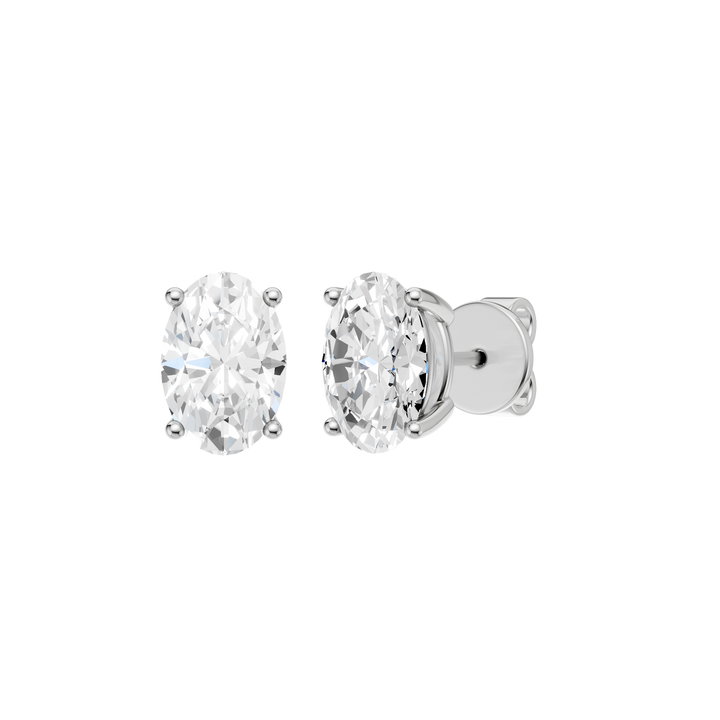 Solitaire Stud Earrings (Oval) in 14K White Gold – Silvadi Jewelry Aurora CO