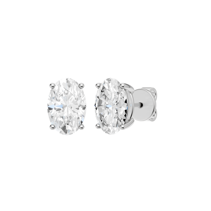 Solitaire Stud Earrings (Oval) in 14K White Gold – Silvadi Jewelry Aurora CO