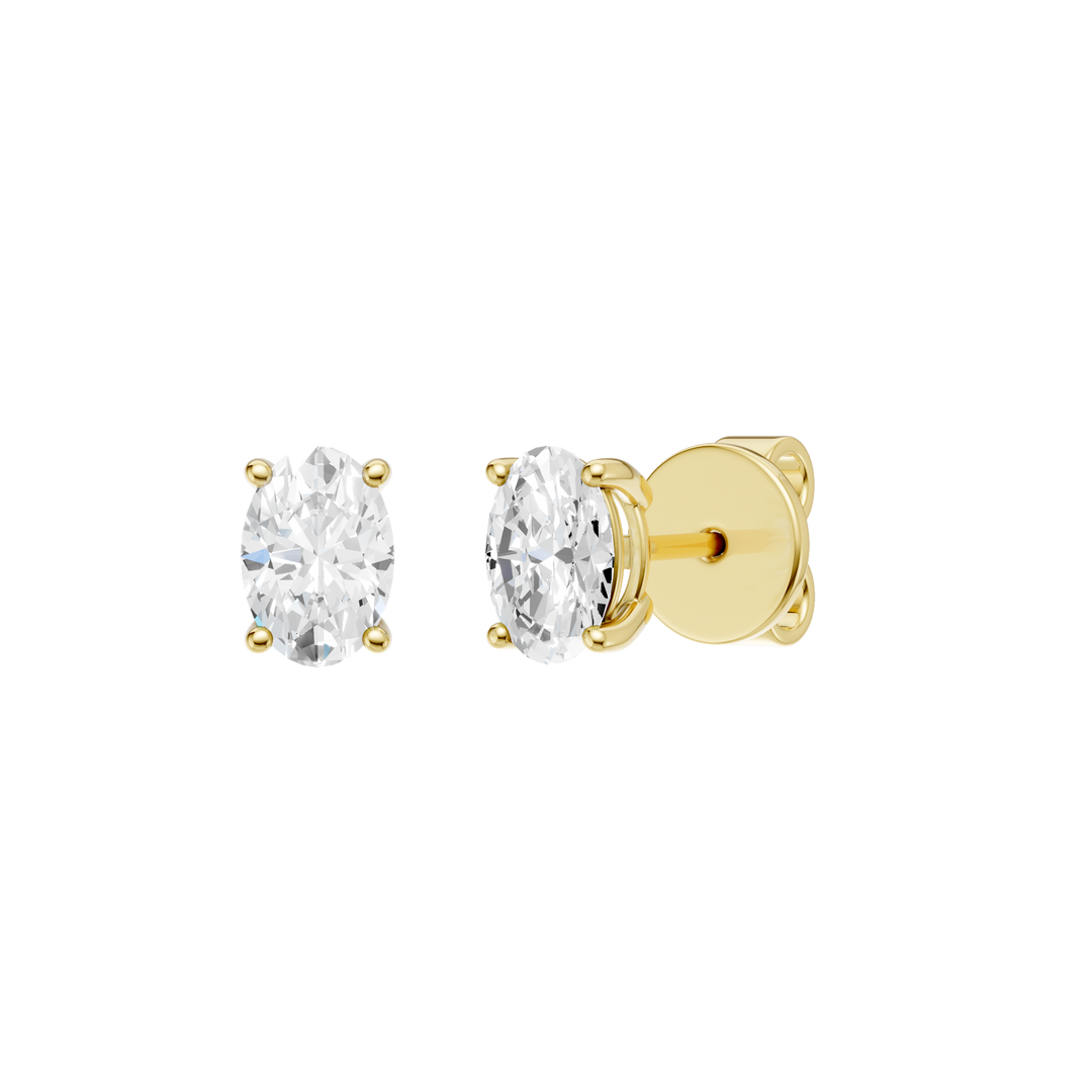 Solitaire Stud Earrings (Oval) in 14K Yellow Gold – Silvadi Jewelry Aurora CO