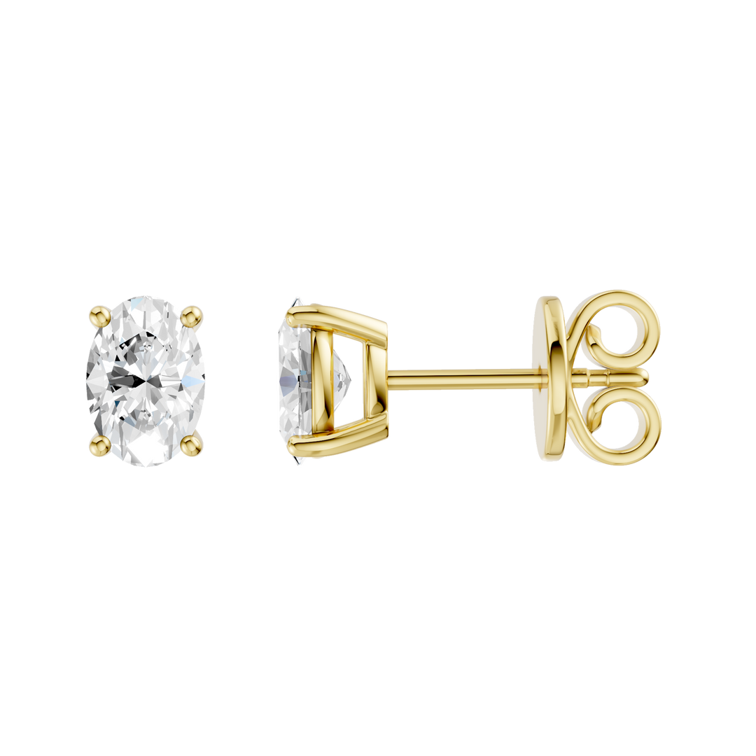 Solitaire Stud Earrings (Oval) in 14K Yellow Gold – Silvadi Jewelry Aurora CO