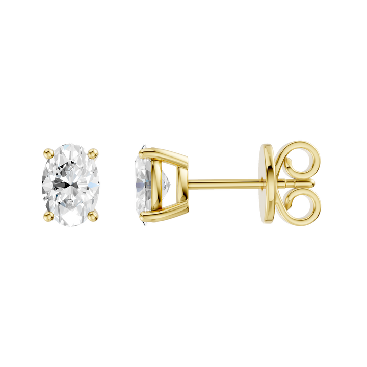 Solitaire Stud Earrings (Oval) in 14K Yellow Gold – Silvadi Jewelry Aurora CO