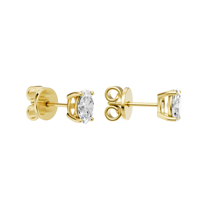 Solitaire Stud Earrings (Oval) in 14K Yellow Gold – Silvadi Jewelry Aurora CO