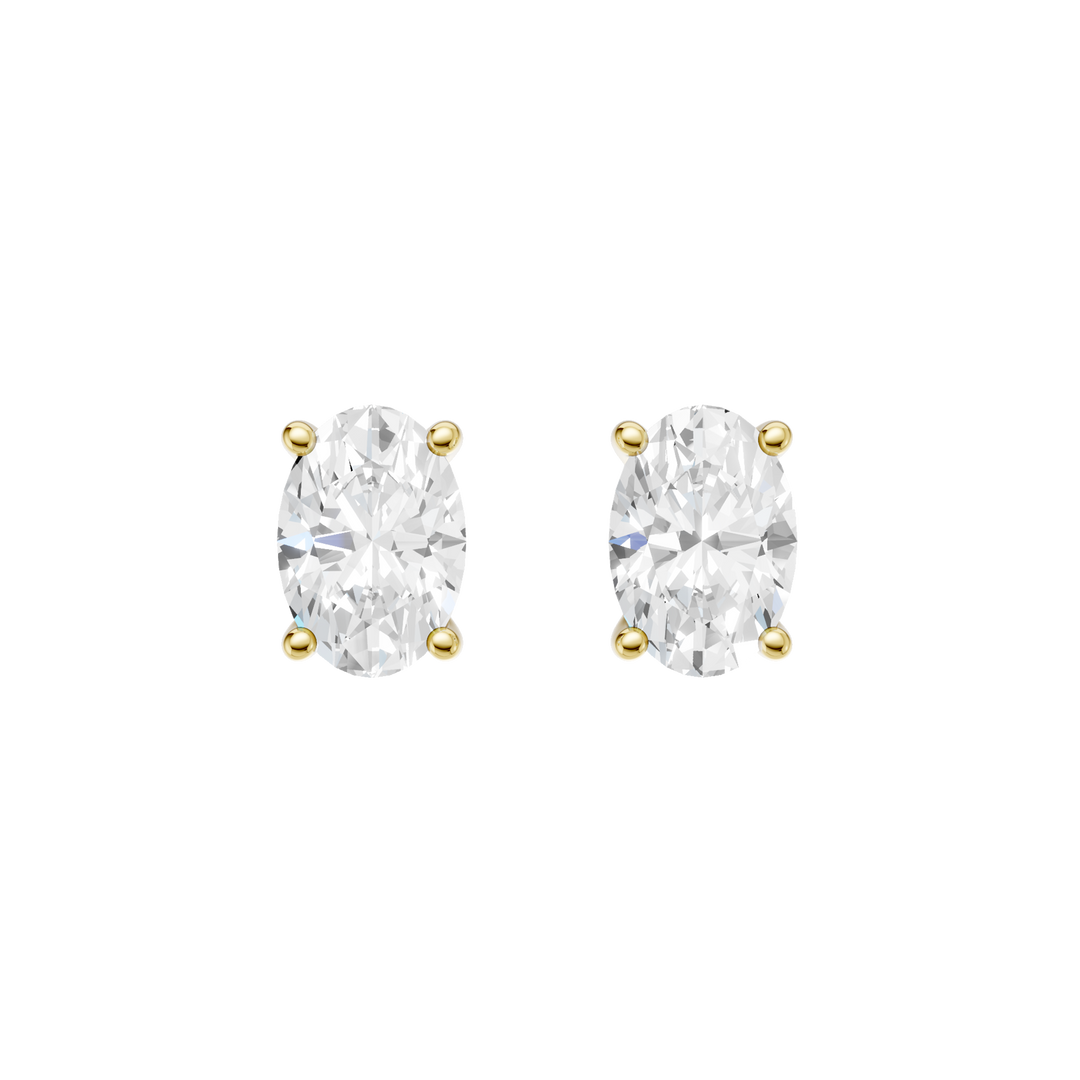 Solitaire Stud Earrings (Oval) in 14K Yellow Gold – Silvadi Jewelry Aurora CO